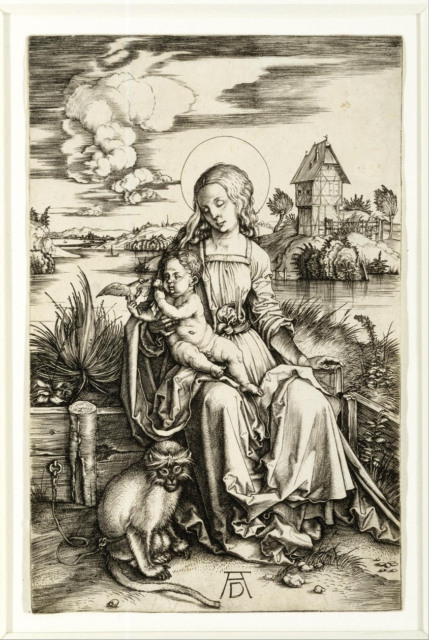 Panna s dítětem a opicí od Albrecht Dürer