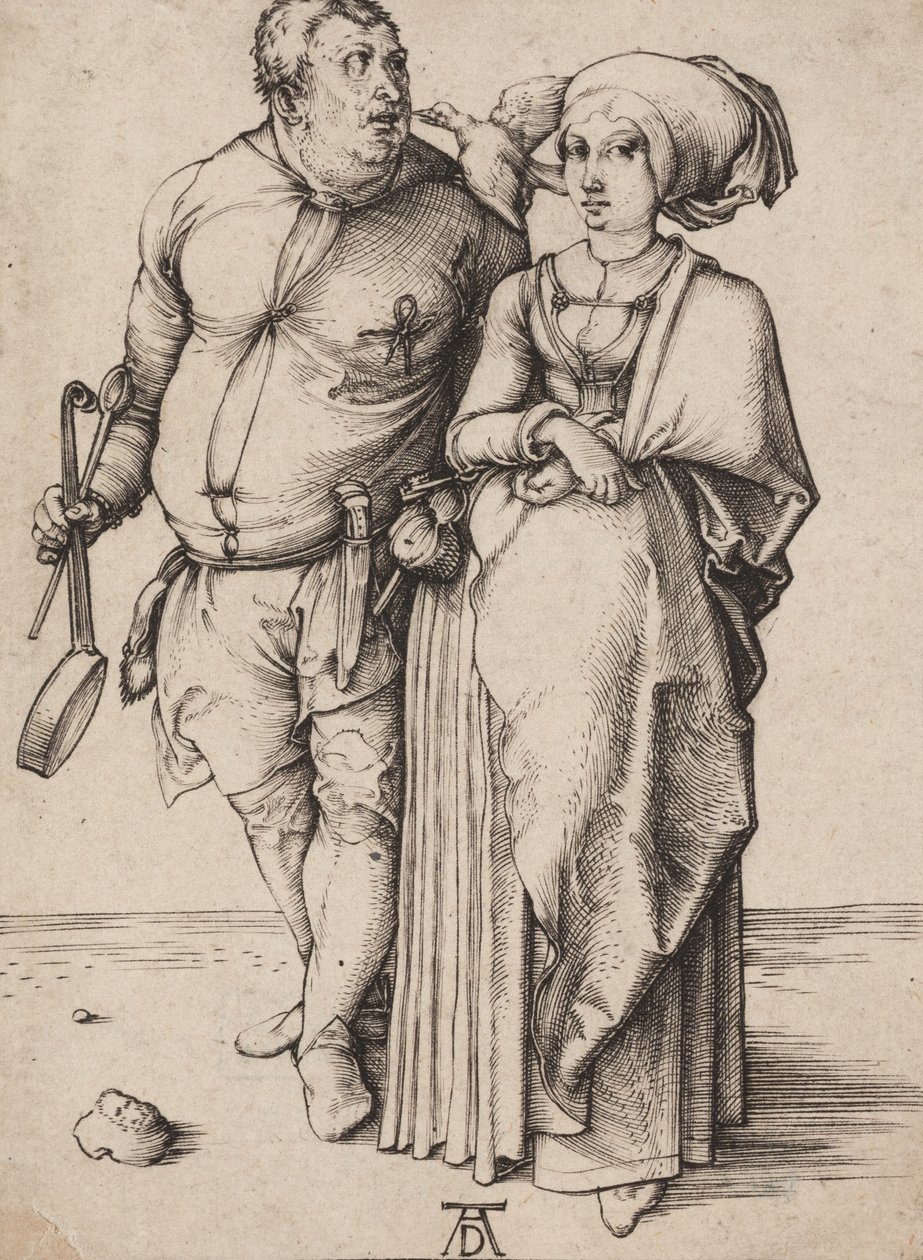 Kuchař a jeho žena, c.1496 (rytina) od Albrecht Dürer