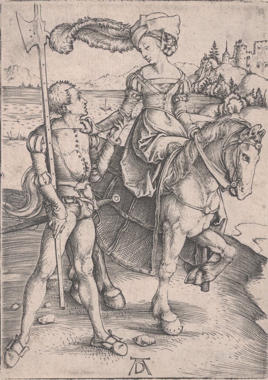 Dáma na koni a Lansquenet od Albrecht Dürer