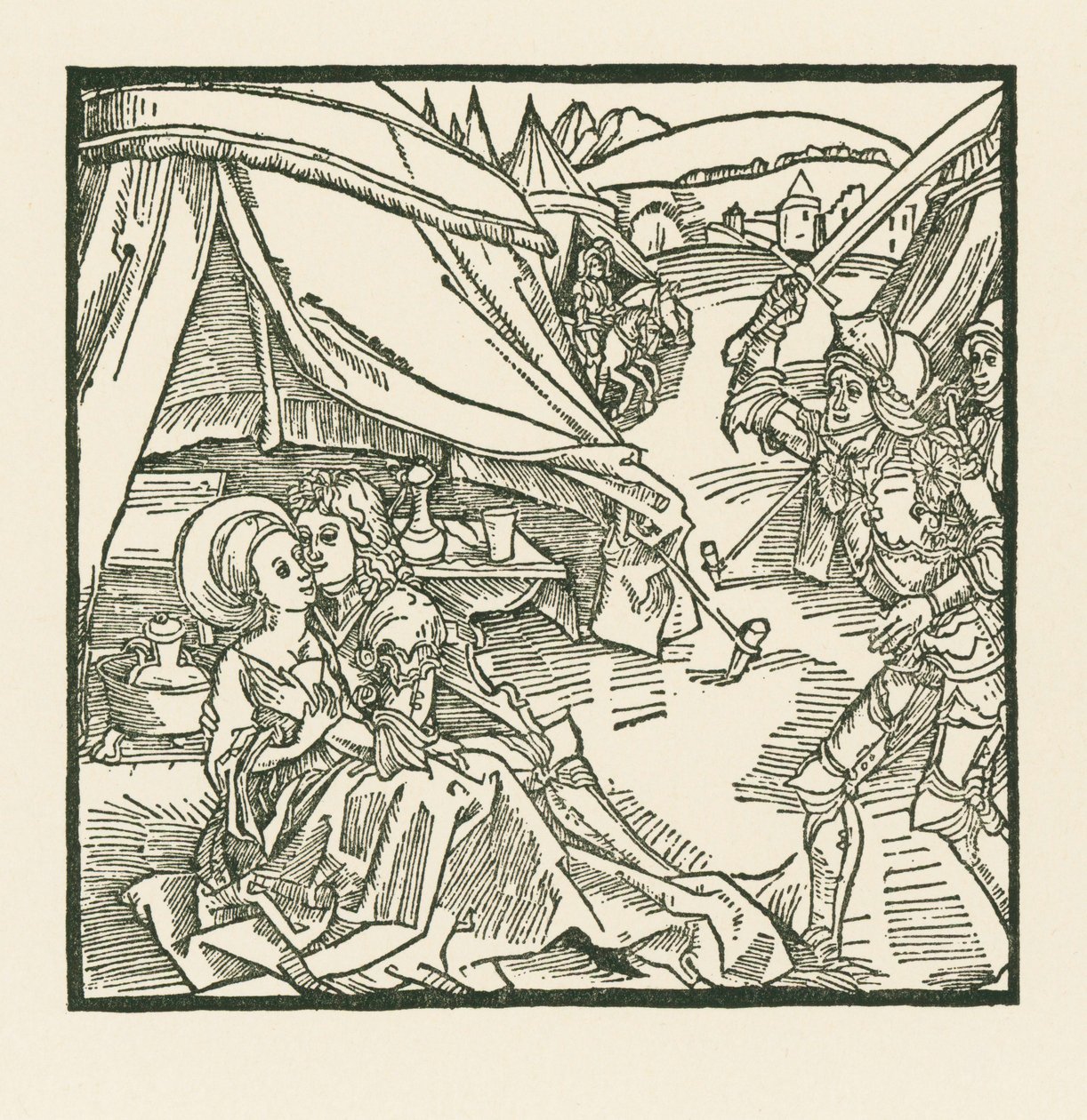 Rytíř izraelského vojska zabije jiného rytíře, kterého najde s pohanskou milenkou. od Albrecht Dürer or Duerer