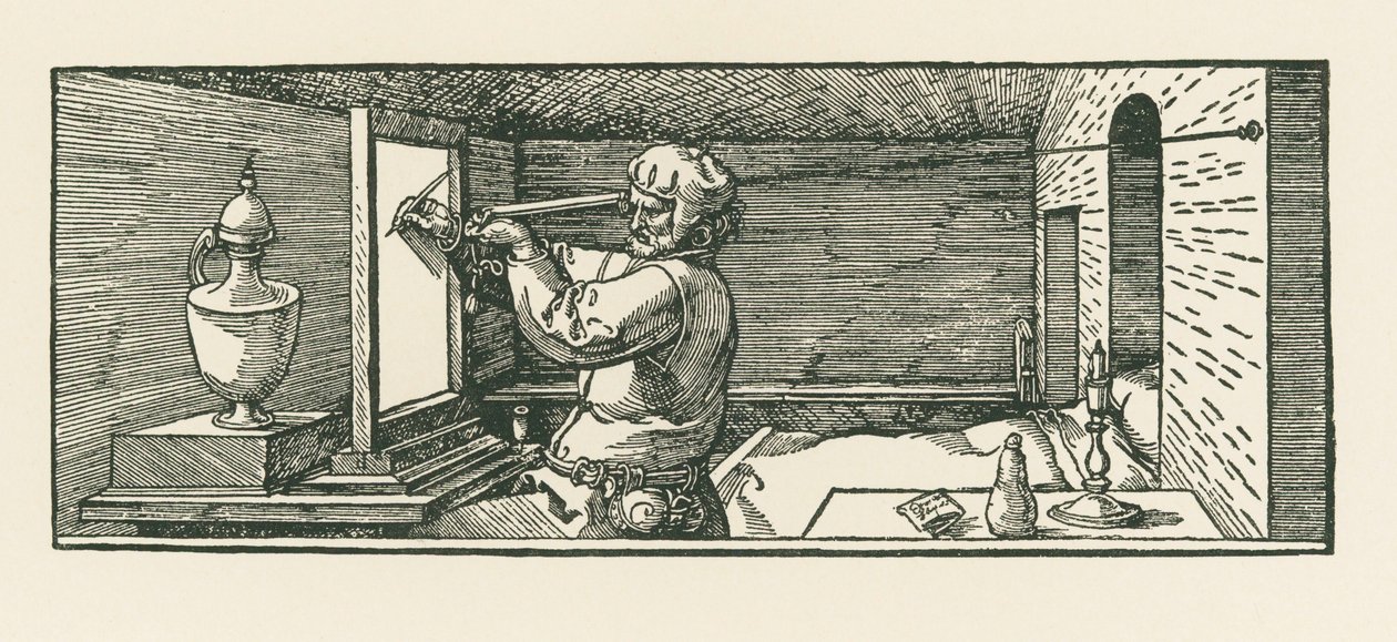 Muž kreslí plechovku od Albrecht Dürer or Duerer