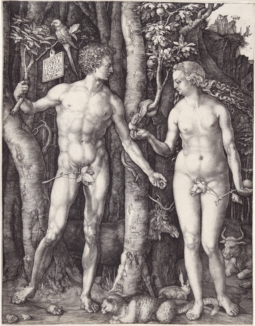 Adam a Eva, hospoda. 1504 (rytina) od Albrecht Dürer