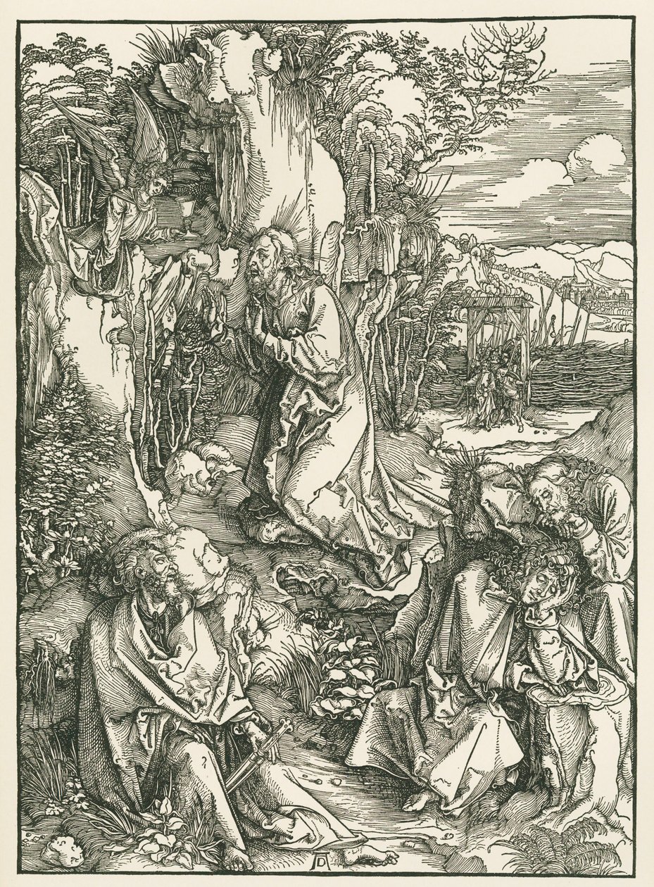 Agónie v zahradě - Kristus na Olivové hoře, asi 1496-97 (dřevoryt) od Albrecht Dürer or Duerer