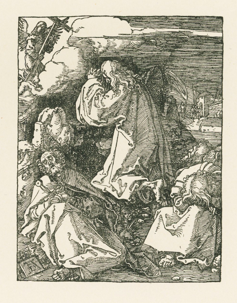 Agónie v zahradě - Kristus na Olivové hoře, kolem roku 1510 (dřevoryt) od Albrecht Dürer or Duerer
