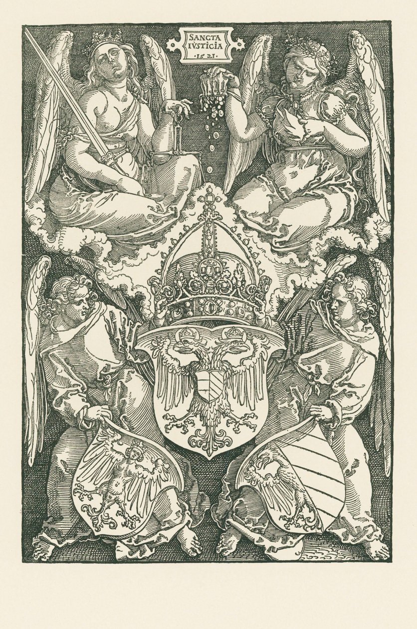 Alegorie s erbem císařství a města Norimberka od Albrecht Dürer or Duerer
