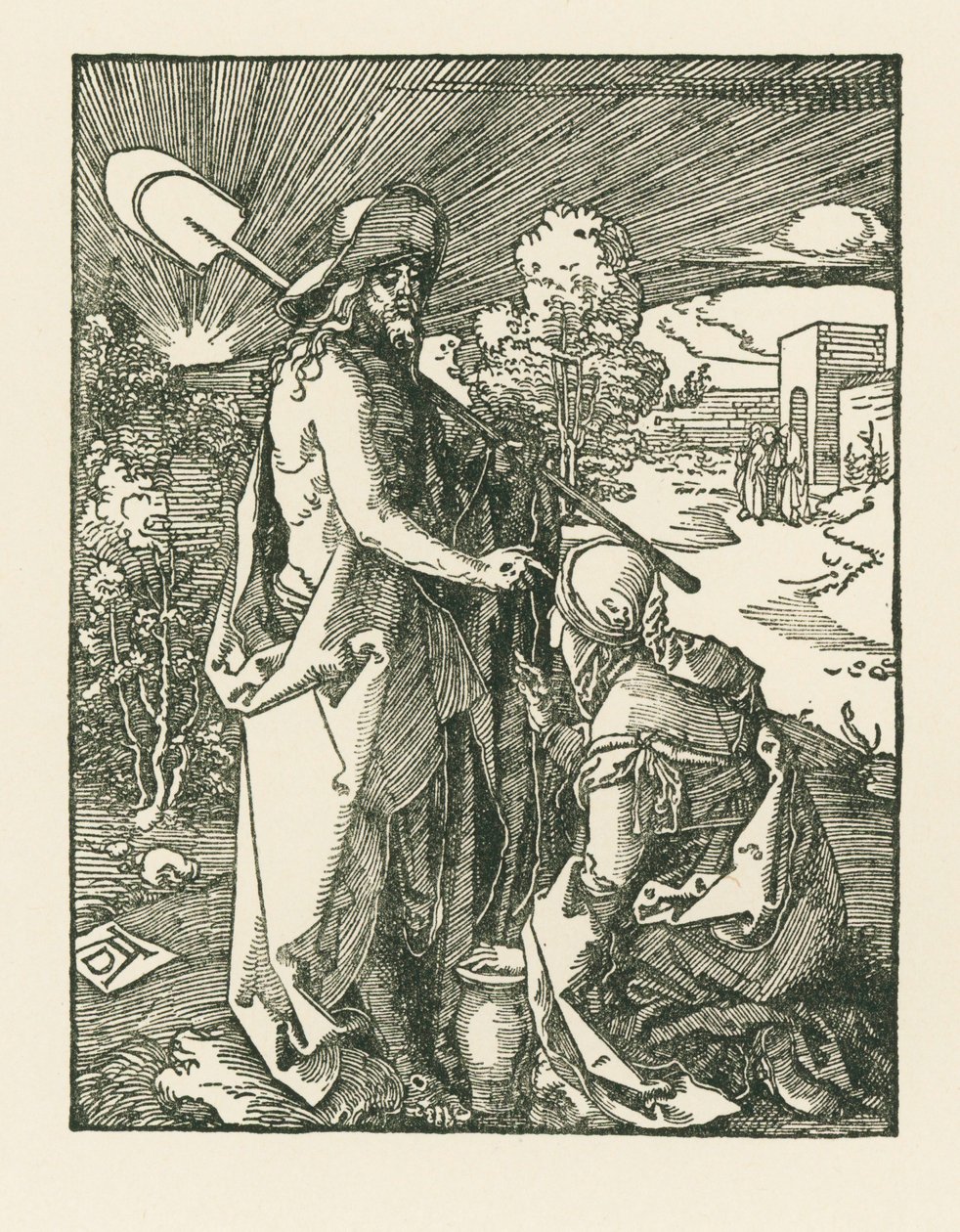 Kristus se zjevuje Máří Magdaléně - Noli Me Tangere, asi 1510 (dřevoryt) od Albrecht Dürer or Duerer