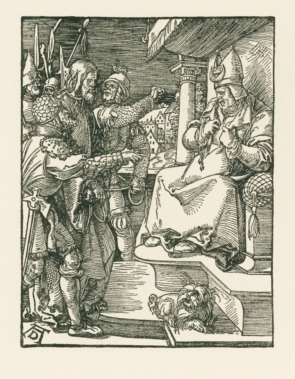Kristus před Kaifášem, asi 1508-09 (dřevoryt) od Albrecht Dürer or Duerer