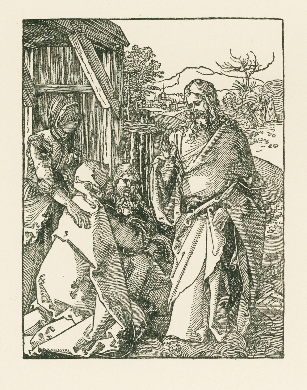 Kristus se loučí se svou matkou, asi 1508-09 (dřevoryt) od Albrecht Dürer or Duerer