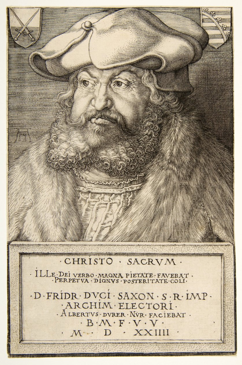 Fridrich Moudrý, kurfiřt saský, hospoda. 1524 (rytina) od Albrecht Dürer