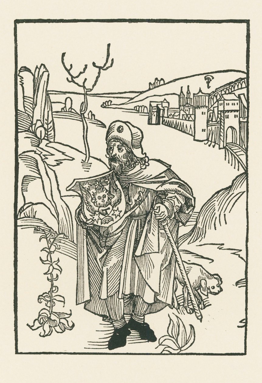 Jean Charlier de Gerson jako poutník od Albrecht Dürer or Duerer