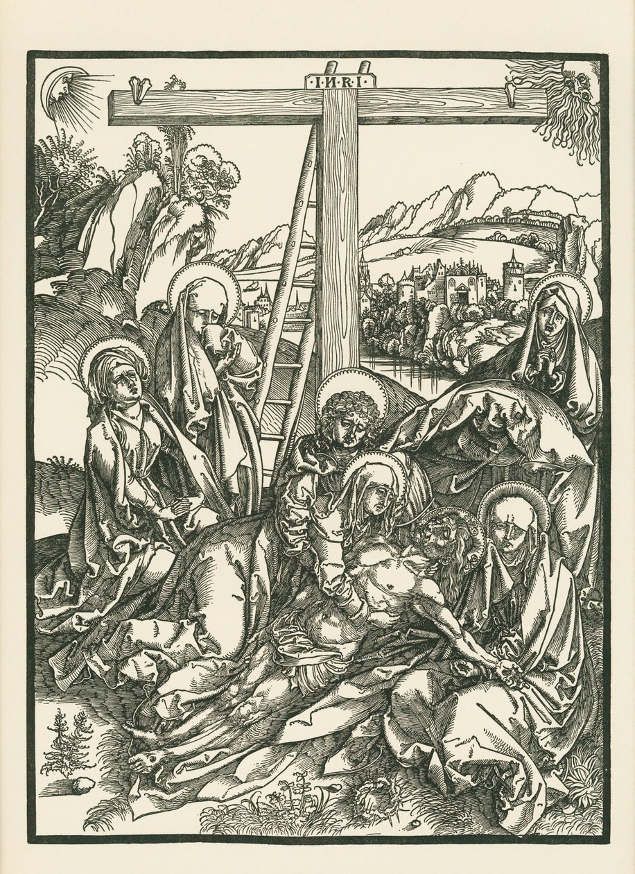 Oplakávání Krista, asi 1500 (dřevoryt) od Albrecht Dürer or Duerer