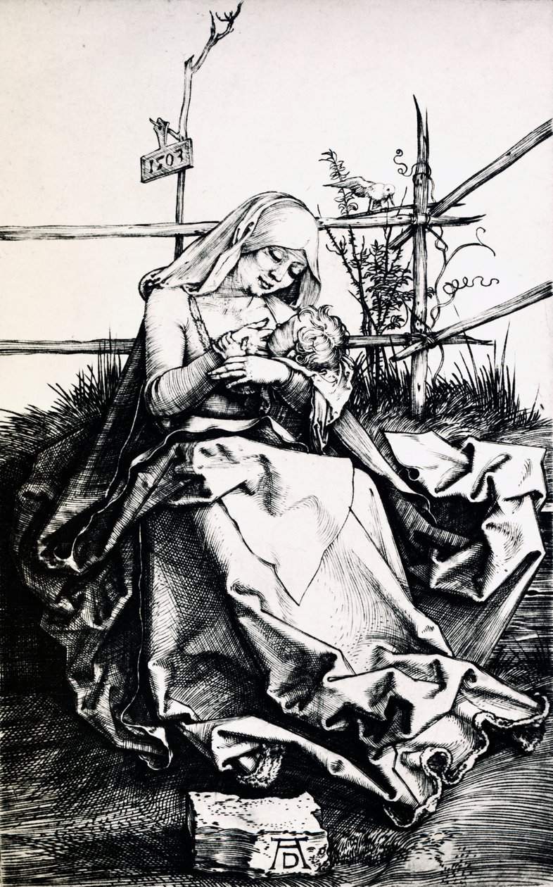Madonna a dítě v plotě (rytina na mědi) od Albrecht Dürer