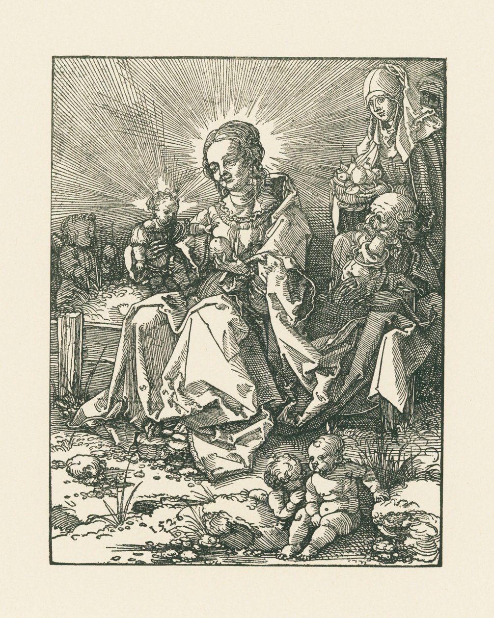 Madona na travnatém břehu se svatým Josefem a svatou Annou od Albrecht Dürer or Duerer