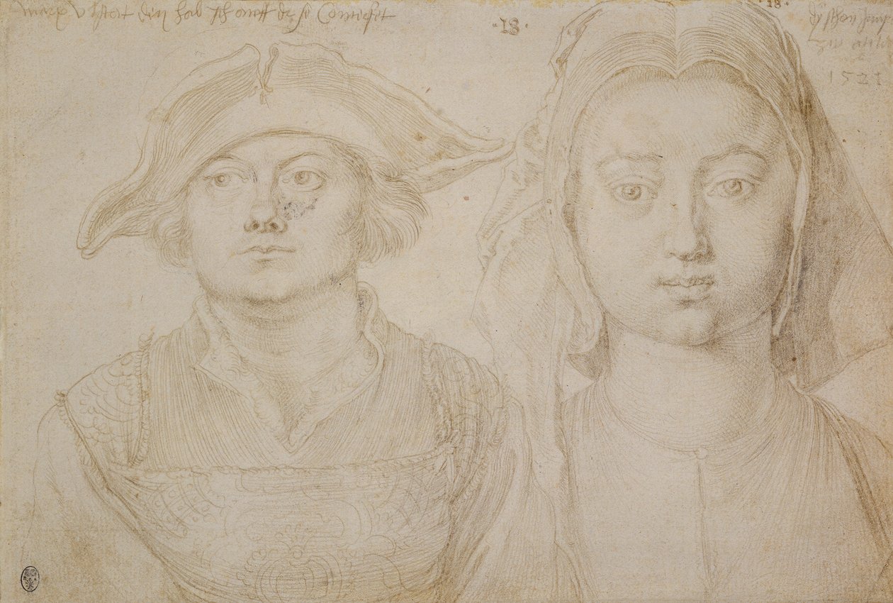 Marx Ulstat; Antwerpenin kaunis nuori nainen, n. 1520–1521 (hopeakärki, pohjamaalattu norsunluun väriselle paperille) od Albrecht Dürer or Duerer