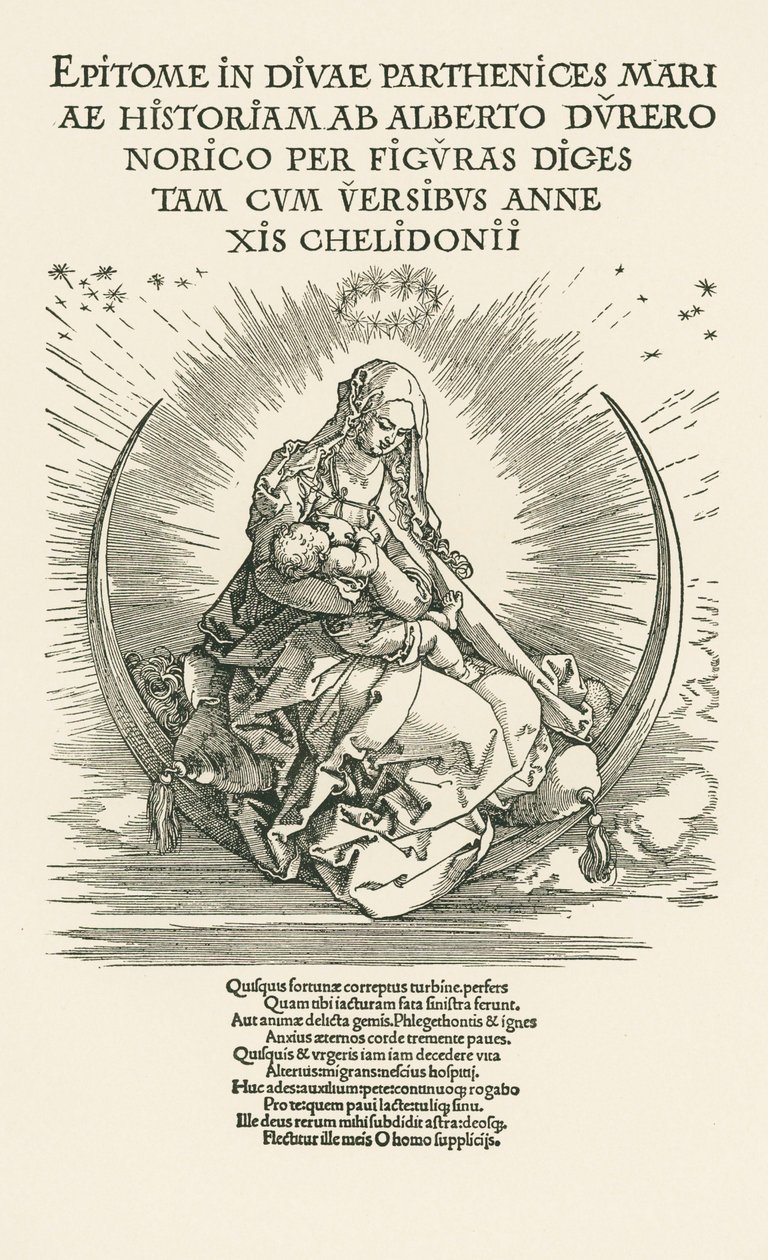 Panna Maria s dítětem ve slávě, asi 1511 (dřevoryt) od Albrecht Dürer or Duerer