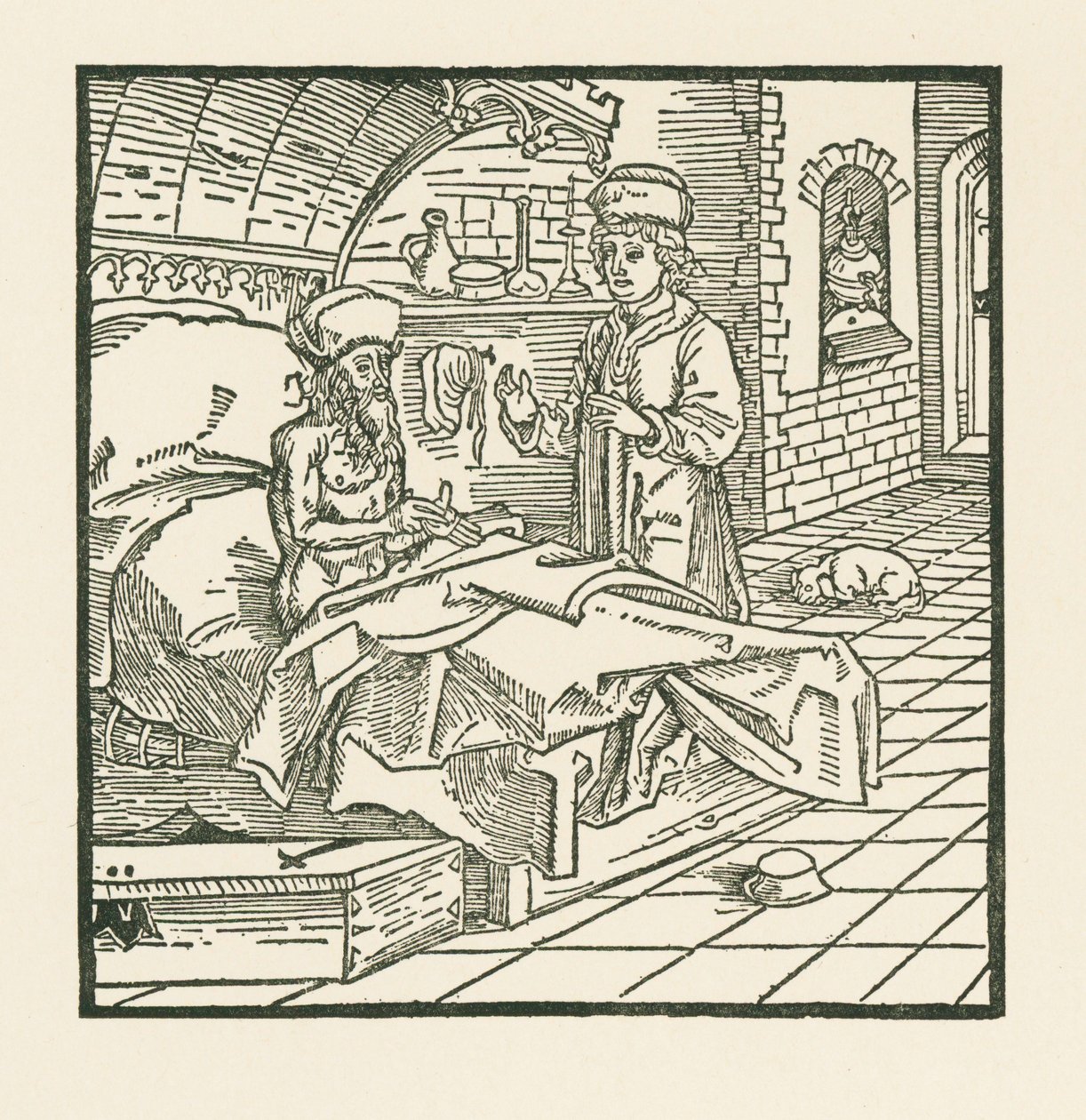 Mistr Cato na smrtelné posteli dává synovi dobré pokyny od Albrecht Dürer or Duerer