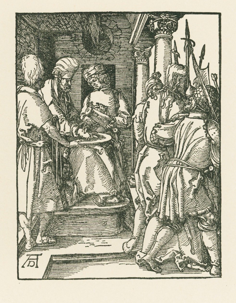 Pilát si myje ruce, asi 1509 (dřevoryt) od Albrecht Dürer or Duerer