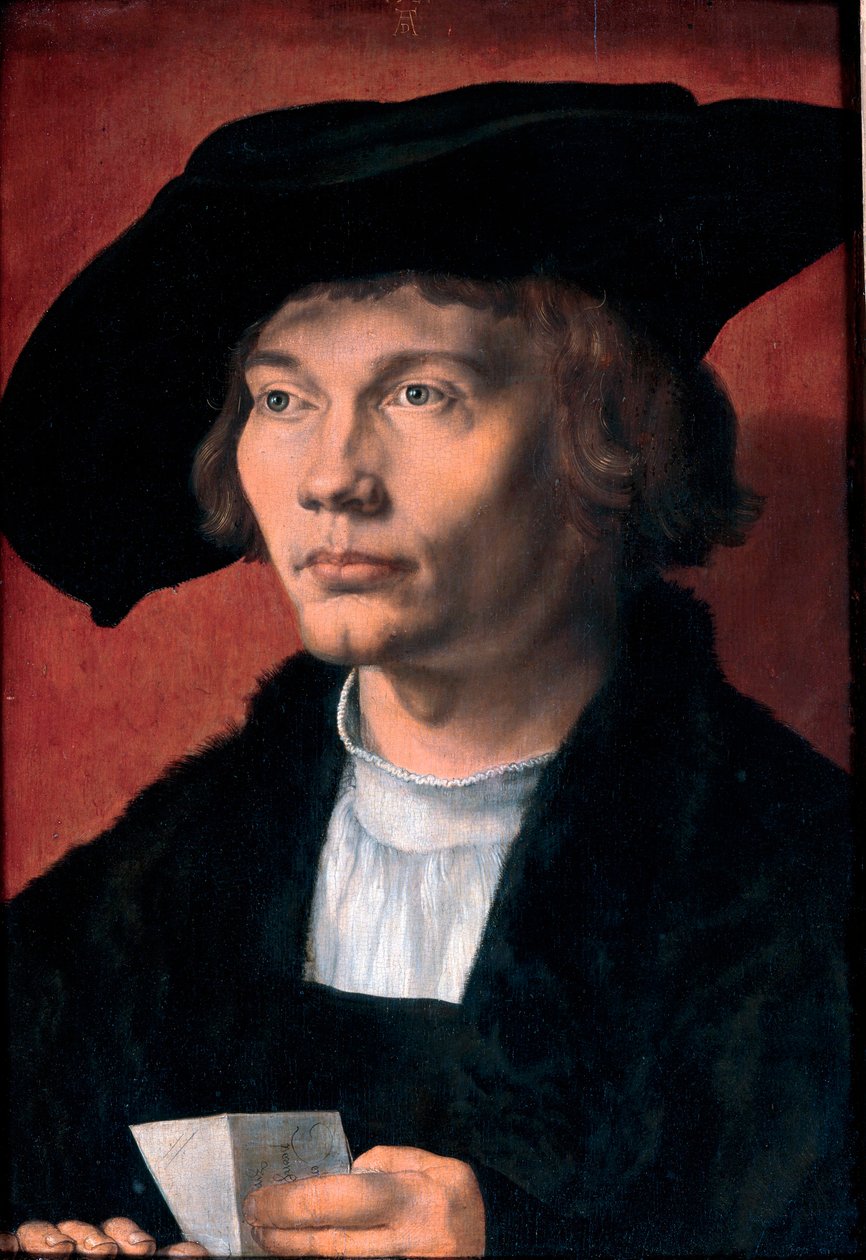 Portrét Bernharda von Reesena, sběratele umění v roce 1490 - Portrét Bernharda von Reesena - Malba Albrechta Durera (1471-1528) Olej na dřevě 1521 (45,5x31,5cm) - Státní umělecká galerie, Drážďany od Albrecht Dürer