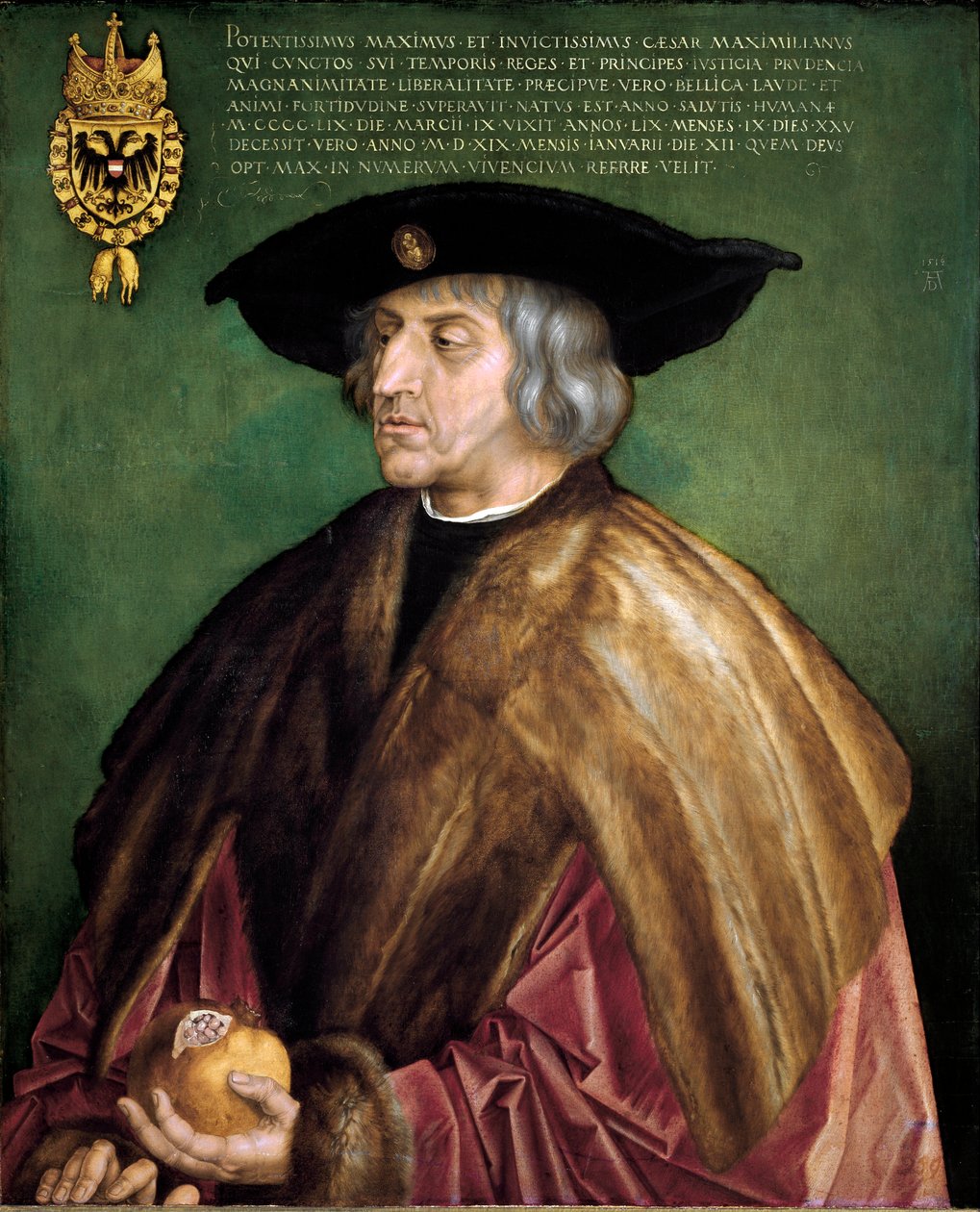 Portrét císaře Maxmiliána I. Habsburského (1459-1519), obraz německého římského císaře od Albrechta Durera (1471-1528) od Albrecht Dürer