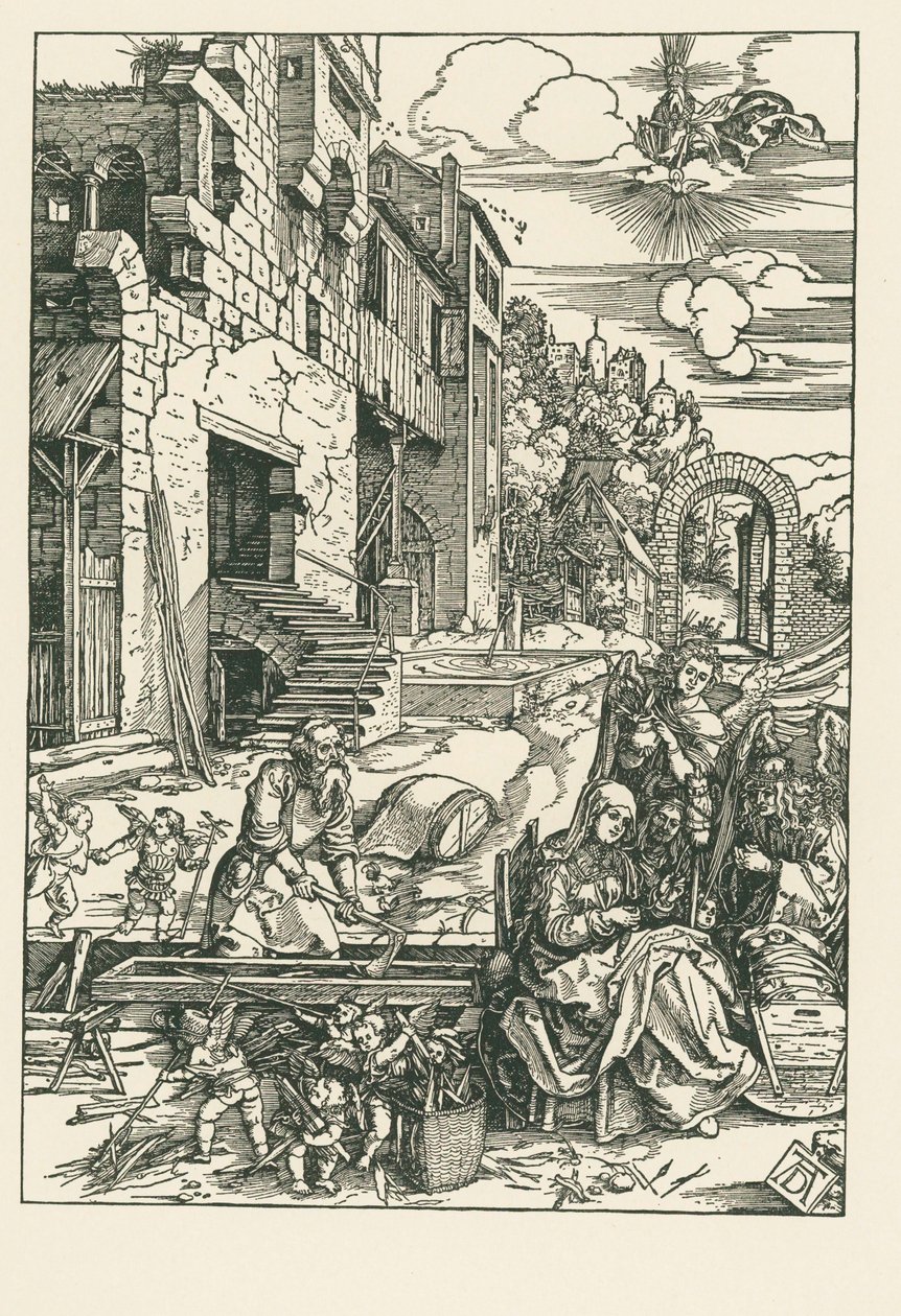 Odpočinek na útěku do Egypta, asi 1502 (dřevoryt) od Albrecht Dürer or Duerer
