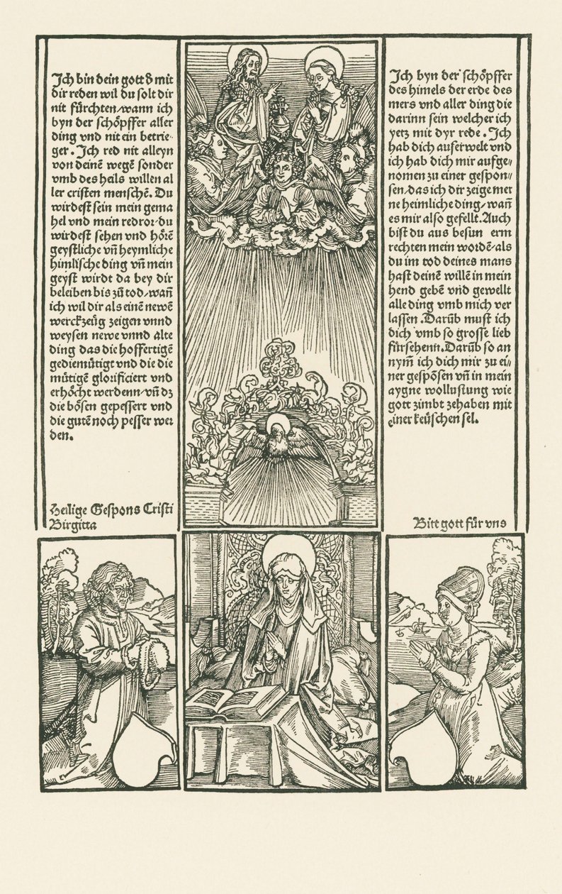 Svatá Birgitta jako přímluvkyně s modlícím se manželským párem od Albrecht Dürer or Duerer