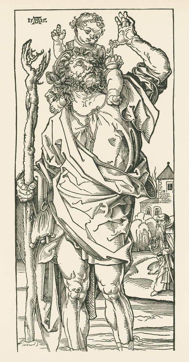 Svatý Kryštof. Norimberk, asi 1500-05 (dřevoryt) od Albrecht Dürer or Duerer