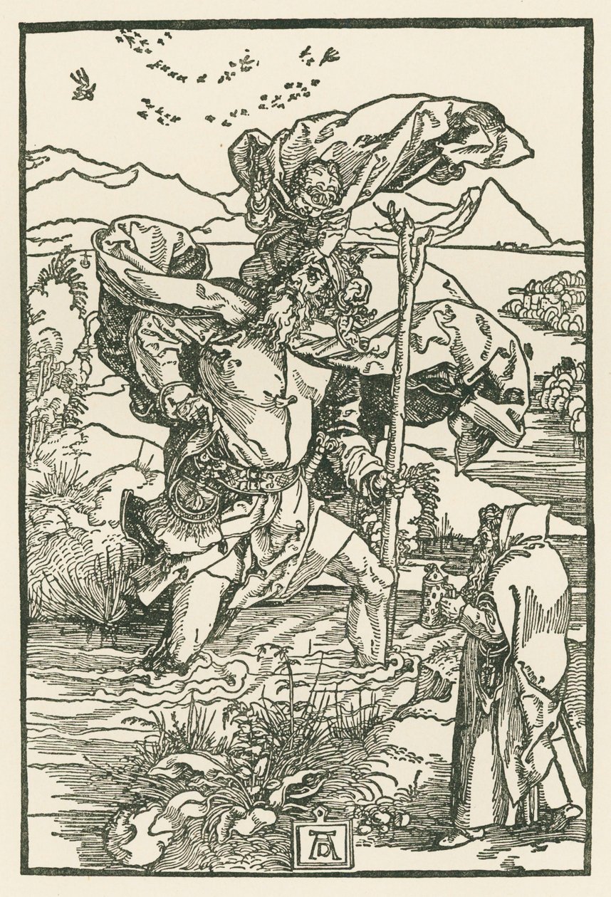 Svatý Kryštof, asi 1503-04 (dřevoryt) od Albrecht Dürer or Duerer