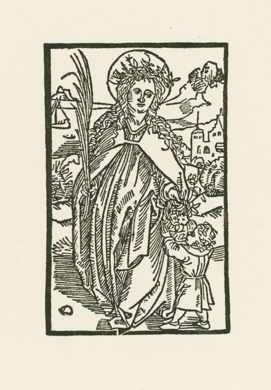 Svatá Dorothea. Ilustrace k Hortulus Anime. Vytiskl Michael Furter, Basilej od Albrecht Dürer or Duerer