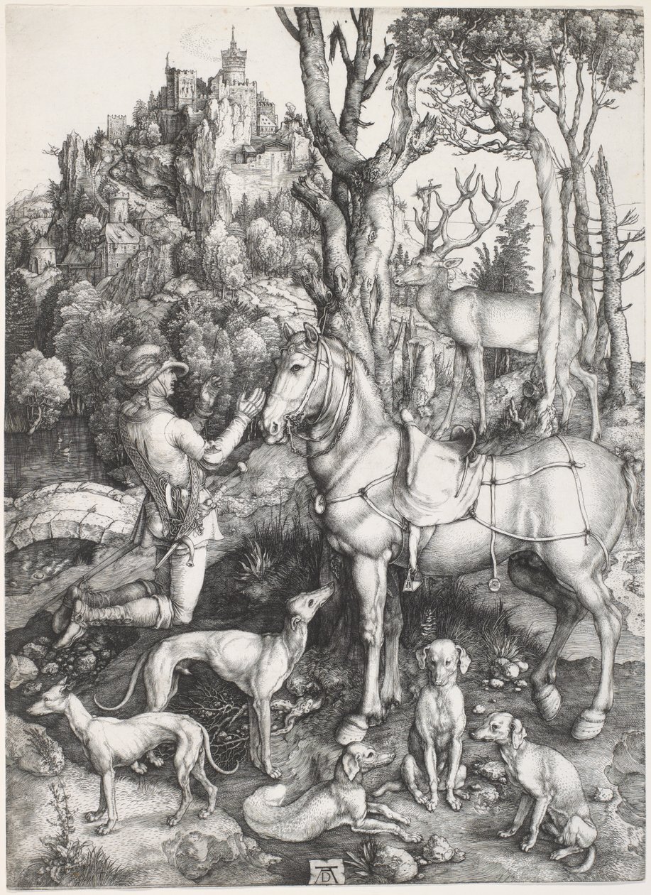 Svatý Eustace, c. 1500-1501 (rytina) od Albrecht Dürer