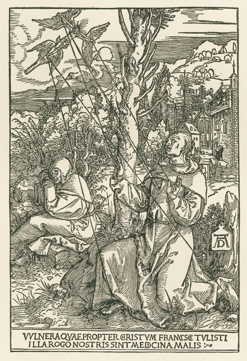 Svatý František přijímá stigmata, asi 1503-04 (dřevoryt) od Albrecht Dürer or Duerer