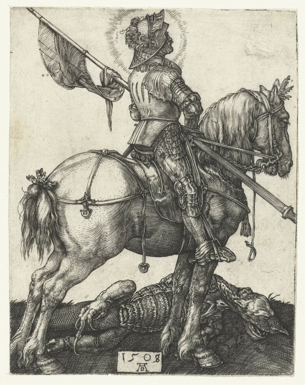 Pyhä Yrjö ja kuoleman lohikäärme od Albrecht Dürer or Duerer