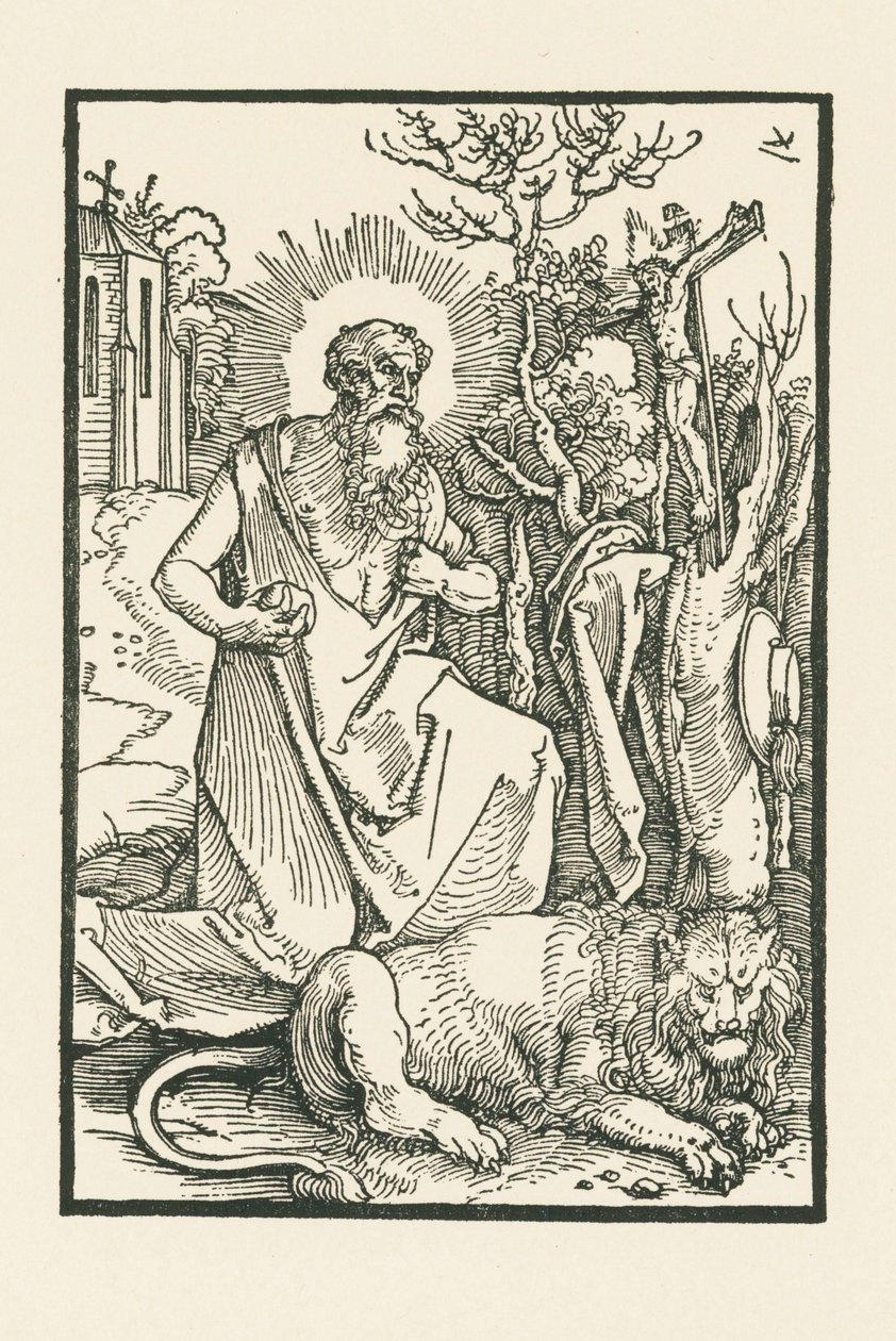 Svatý Jeroným. Ilustrace Lukáše von Prag: Apologie. Vytiskl Hieronymus Höltzel, Norimberk od Albrecht Dürer or Duerer