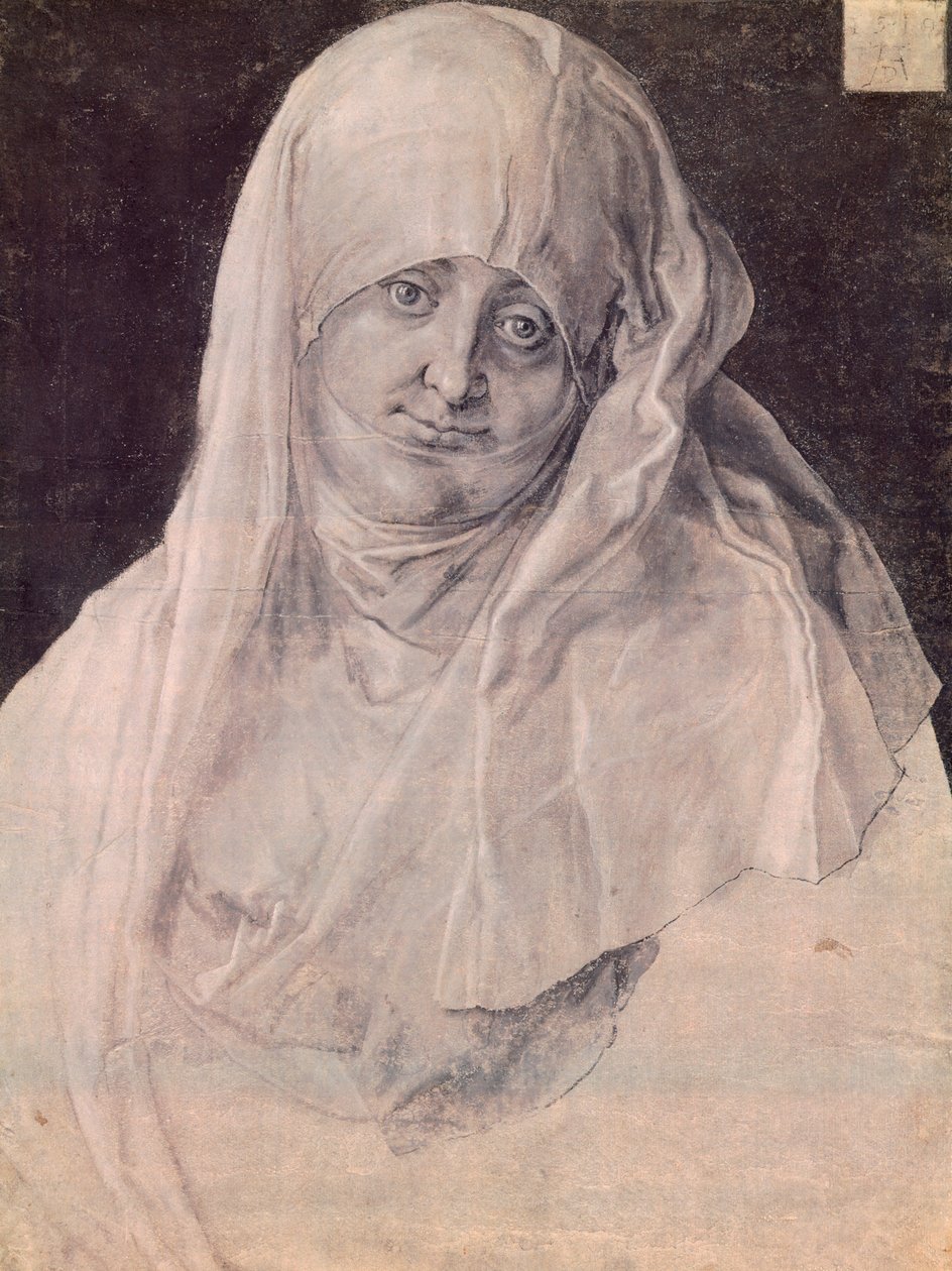 Svatá Anna s hlavou zahalenou závojem, od Albrechta Durera (1471-1528), kresba od Albrecht Dürer