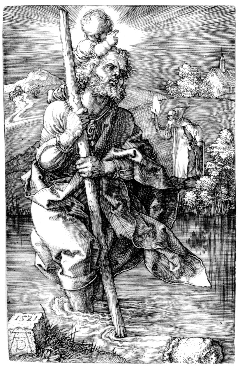 Svatý Kryštof obrácený vpravo, 1521 od Albrecht Dürer
