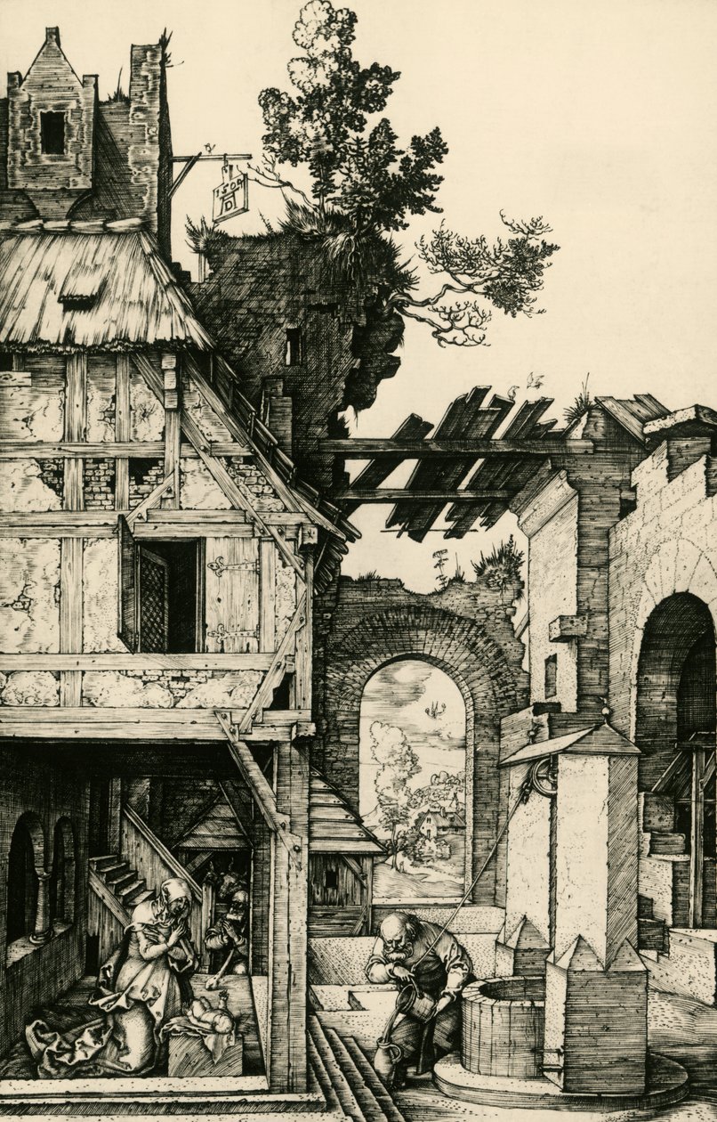 Klanění dítěte, rytina Albrechta Durera (1471-1528). od Albrecht Dürer