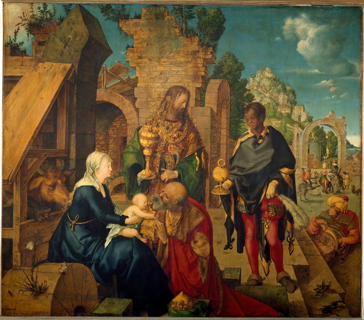 Klanění tří králů (dřevomalba od Albrecht Dürer