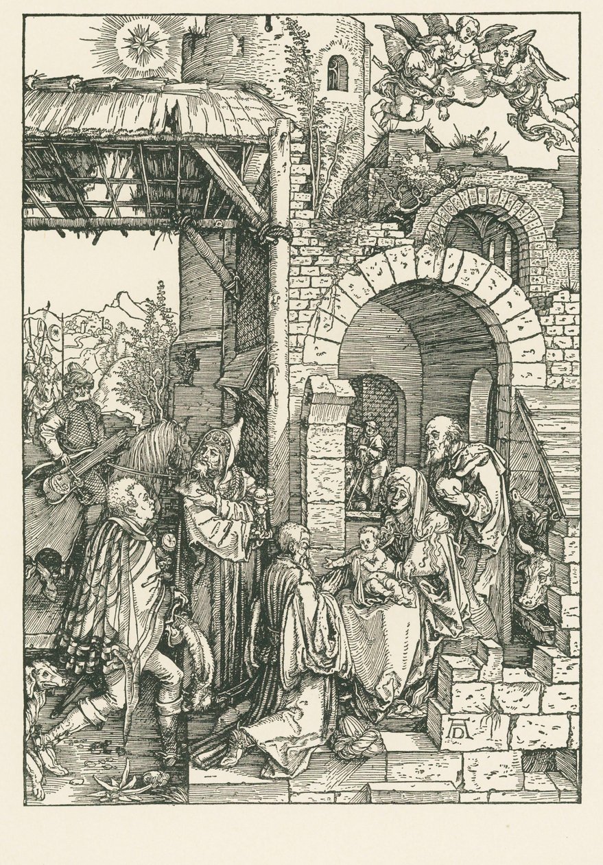 Klanění mudrců, asi 1503 (dřevoryt) od Albrecht Dürer or Duerer