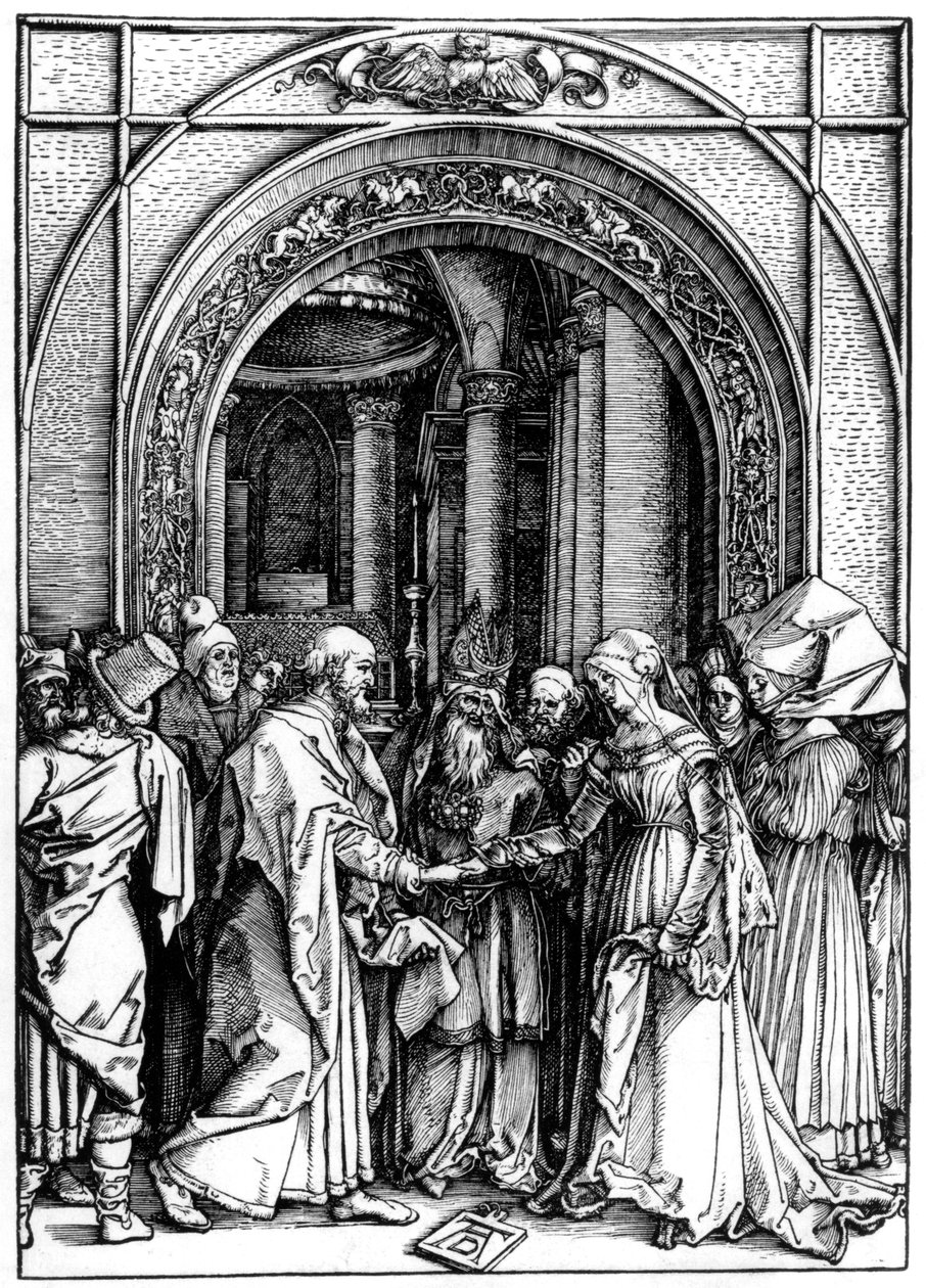 Zasnoubení Panny, Ze života Panny, kolem 1504 (dřevořez) od Albrecht Dürer