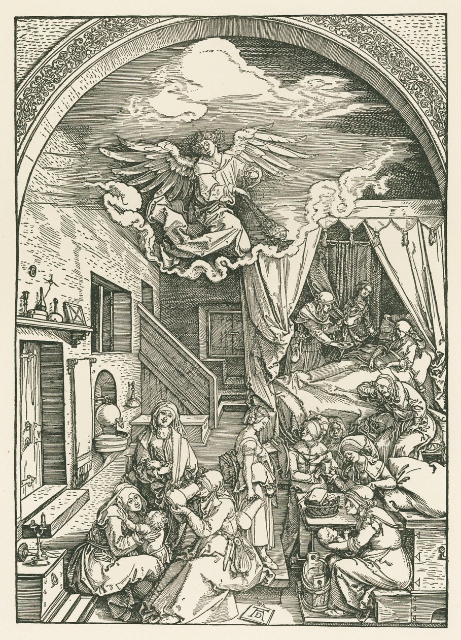 Narození Panny Marie, asi 1503 (dřevoryt) od Albrecht Dürer or Duerer