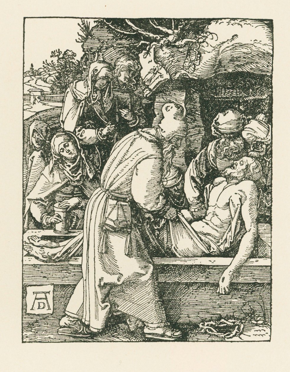 Pohřbívání, asi 1509-10 (dřevoryt) od Albrecht Dürer or Duerer