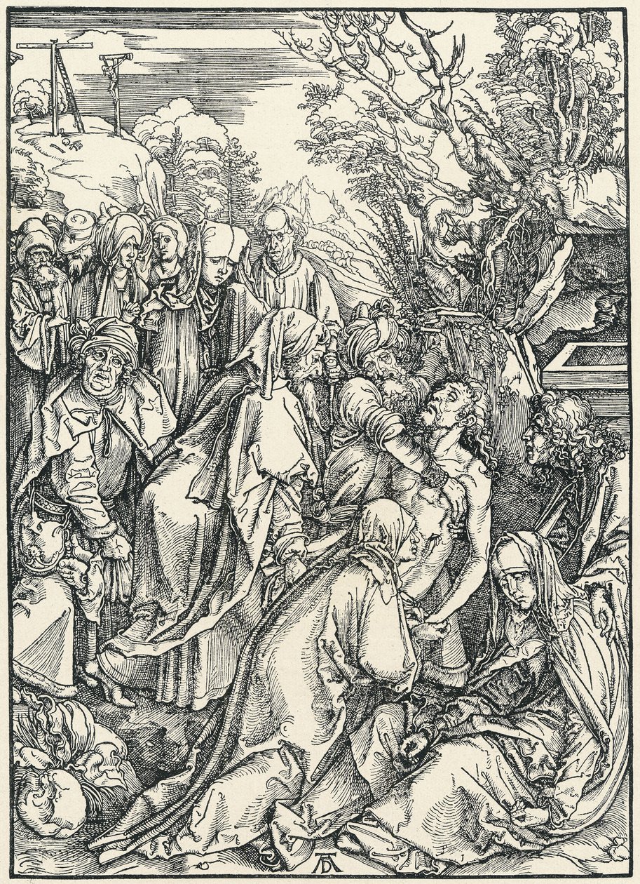 Pohřeb, z Velké pašije, kolem 1496-97 (dřevořez) od Albrecht Dürer