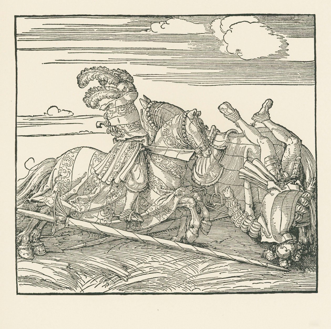Německý turnaj, asi 1517-18 (dřevoryt) od Albrecht Dürer or Duerer