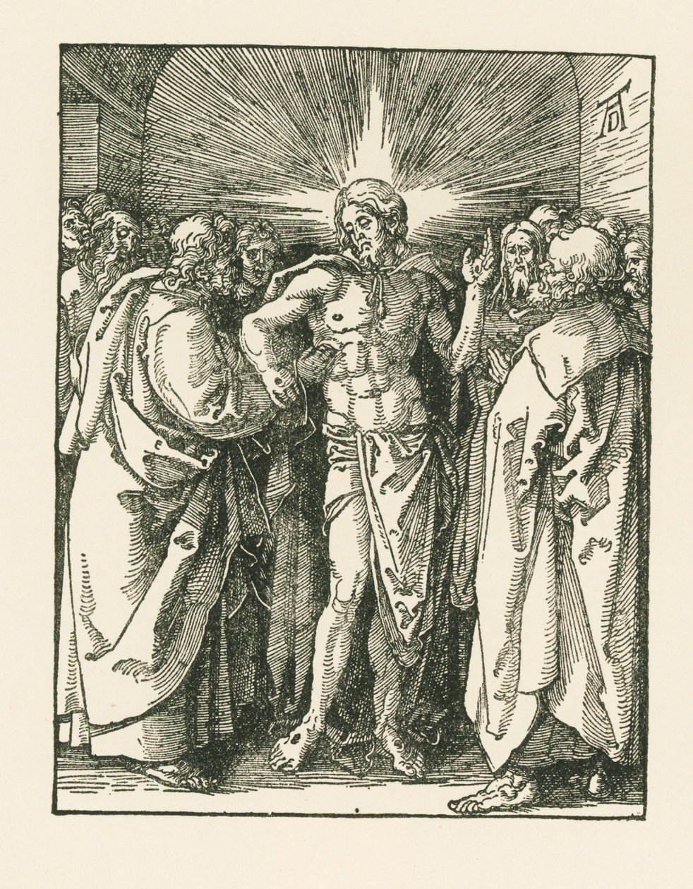 Neuvěřitelnost svatého Tomáše, asi 1510-10 (dřevoryt) od Albrecht Dürer or Duerer