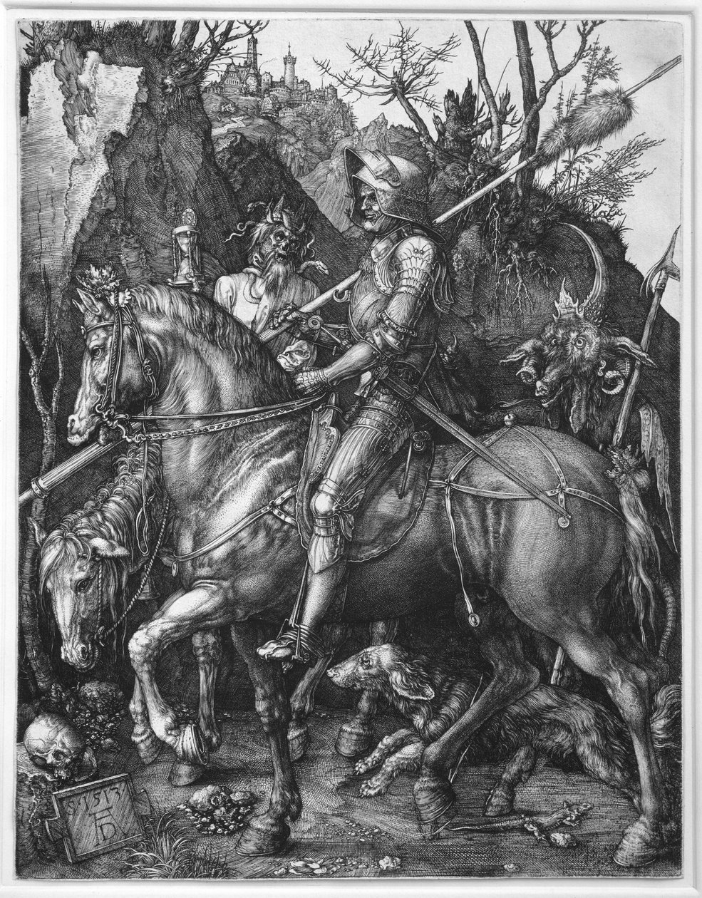 Rytíř Rytíř, Smrt a ďábel od Albrechta Durera (1471-1528) 1513 Ne. 0,25x0,19 m Paříž, Musee du Louvre od Albrecht Dürer