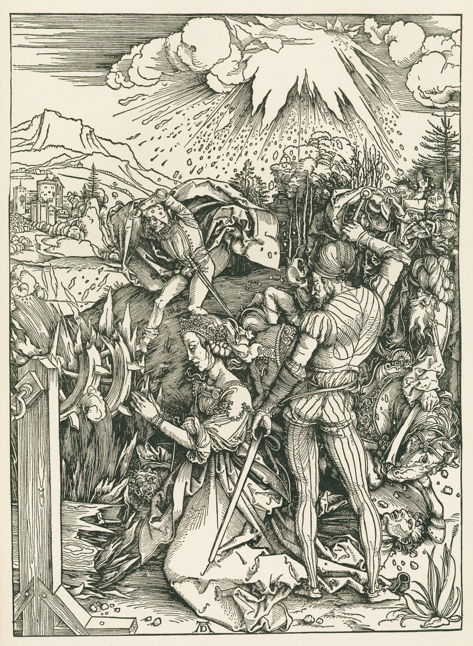 Umučení svaté Kateřiny Alexandrijské, asi 1498 (dřevoryt) od Albrecht Dürer or Duerer