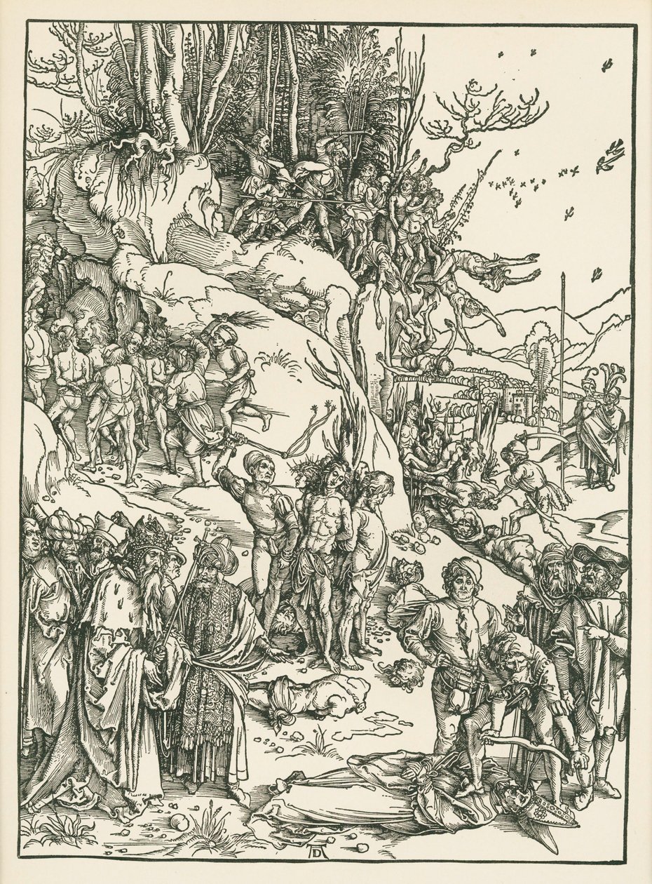 Umučení deseti tisíc, asi 1496 (dřevoryt) od Albrecht Dürer or Duerer