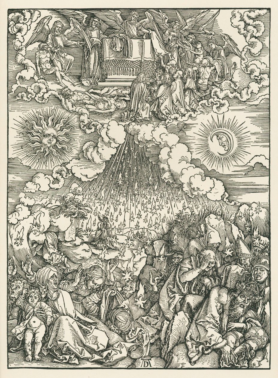 Otevření páté a šesté pečeti. Zjevení svatého Jana, asi 1497-98 (dřevoryt) od Albrecht Dürer or Duerer