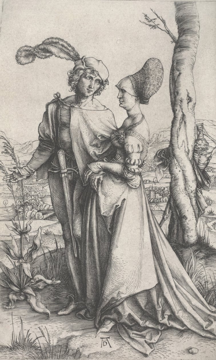 The Promenade, c.1496-1497 (rytina) od Albrecht Dürer