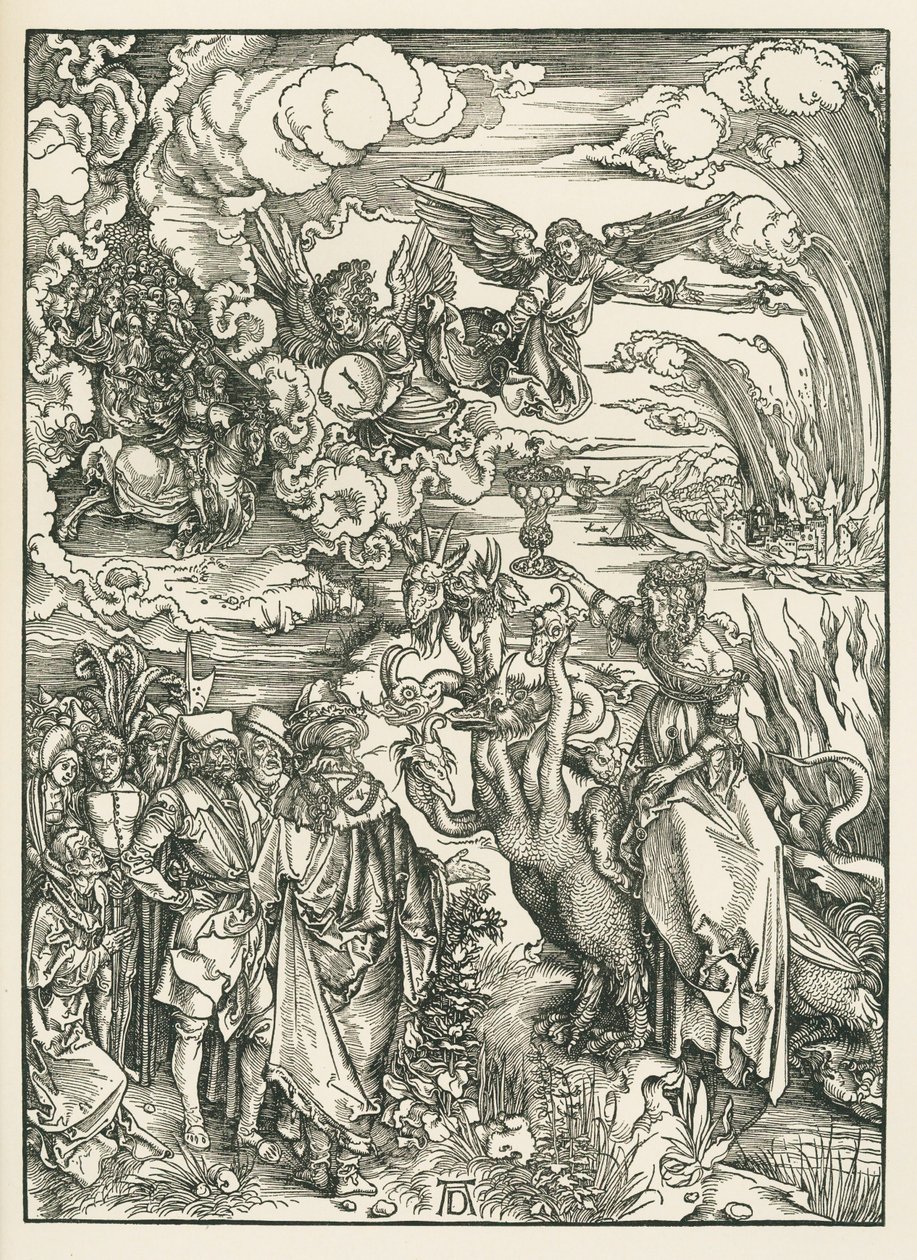Babylonská děvka. Zjevení svatého Jana, asi 1496-97 (dřevoryt) od Albrecht Dürer or Duerer