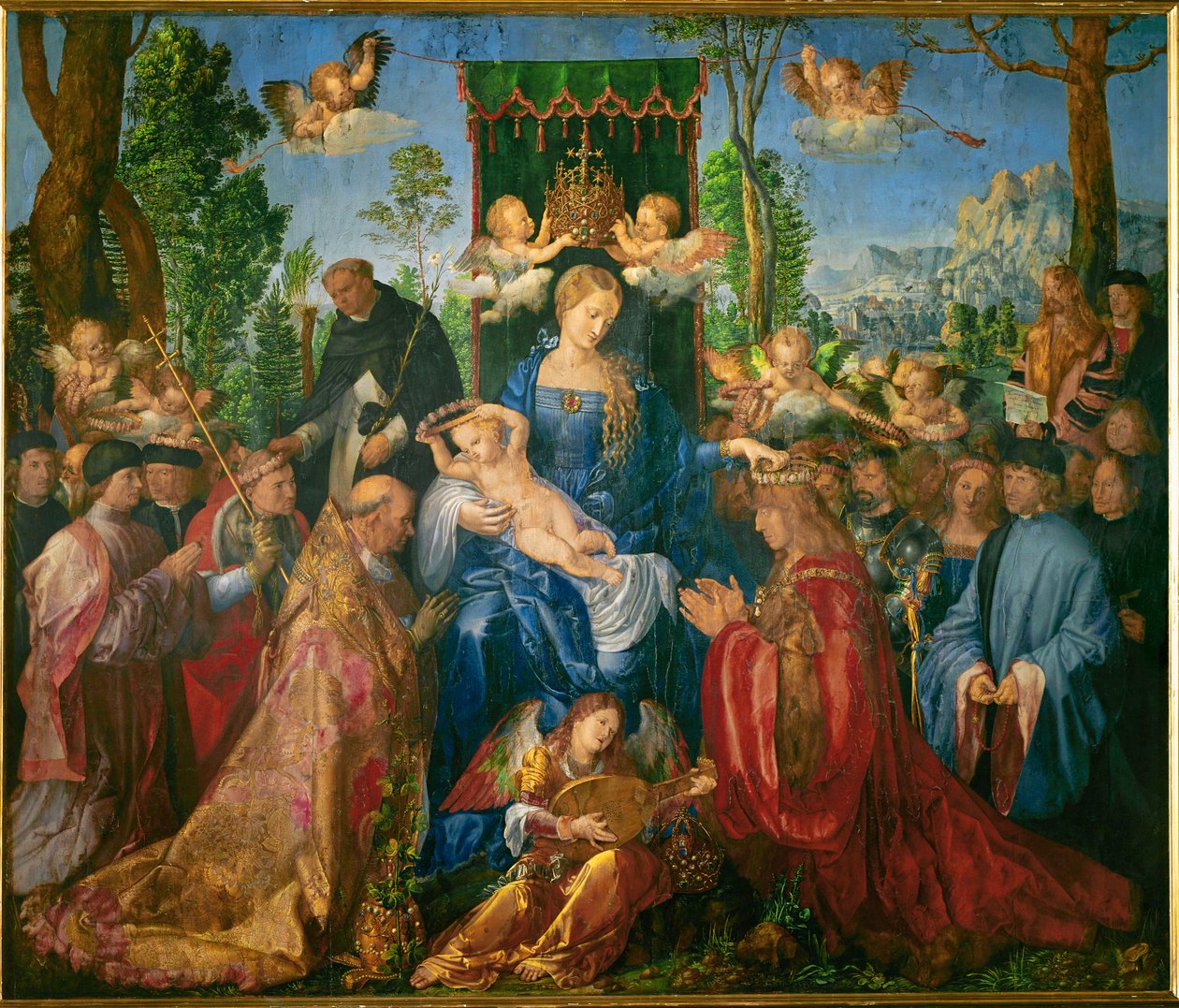 Slavnost věnce růží (olej na dřevě) od Albrecht Dürer or Duerer